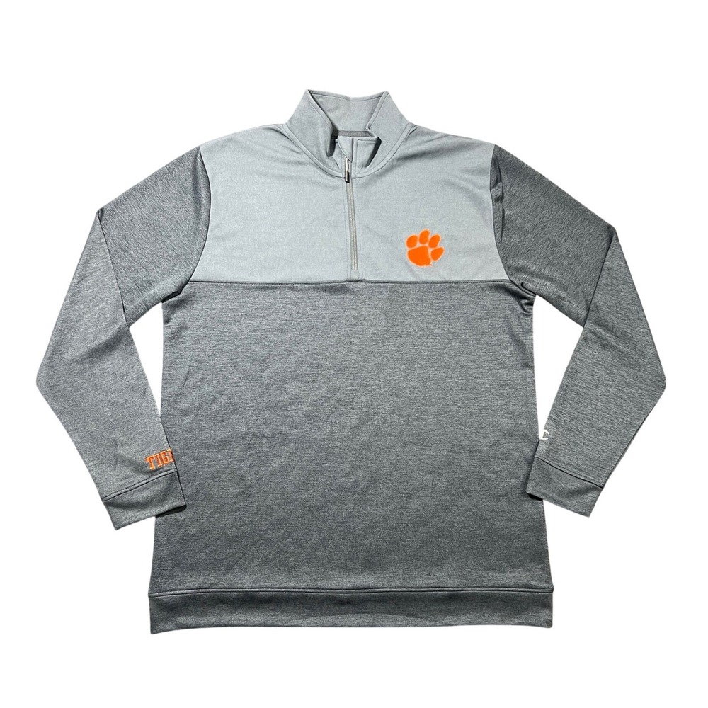 Champion Clemson Tigers Quarter Zip Pullover Men's‎ Large Gray Long Sleeve Shirt